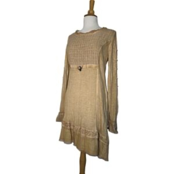 Italian Designer Bohemian Neutral Knit Dress - Picture 1 of 1